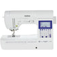 Brother Innov-is F420 sewing and quilting machine with LCD display and intuitive control panel, showcasing built-in stitch patterns and machine branding.